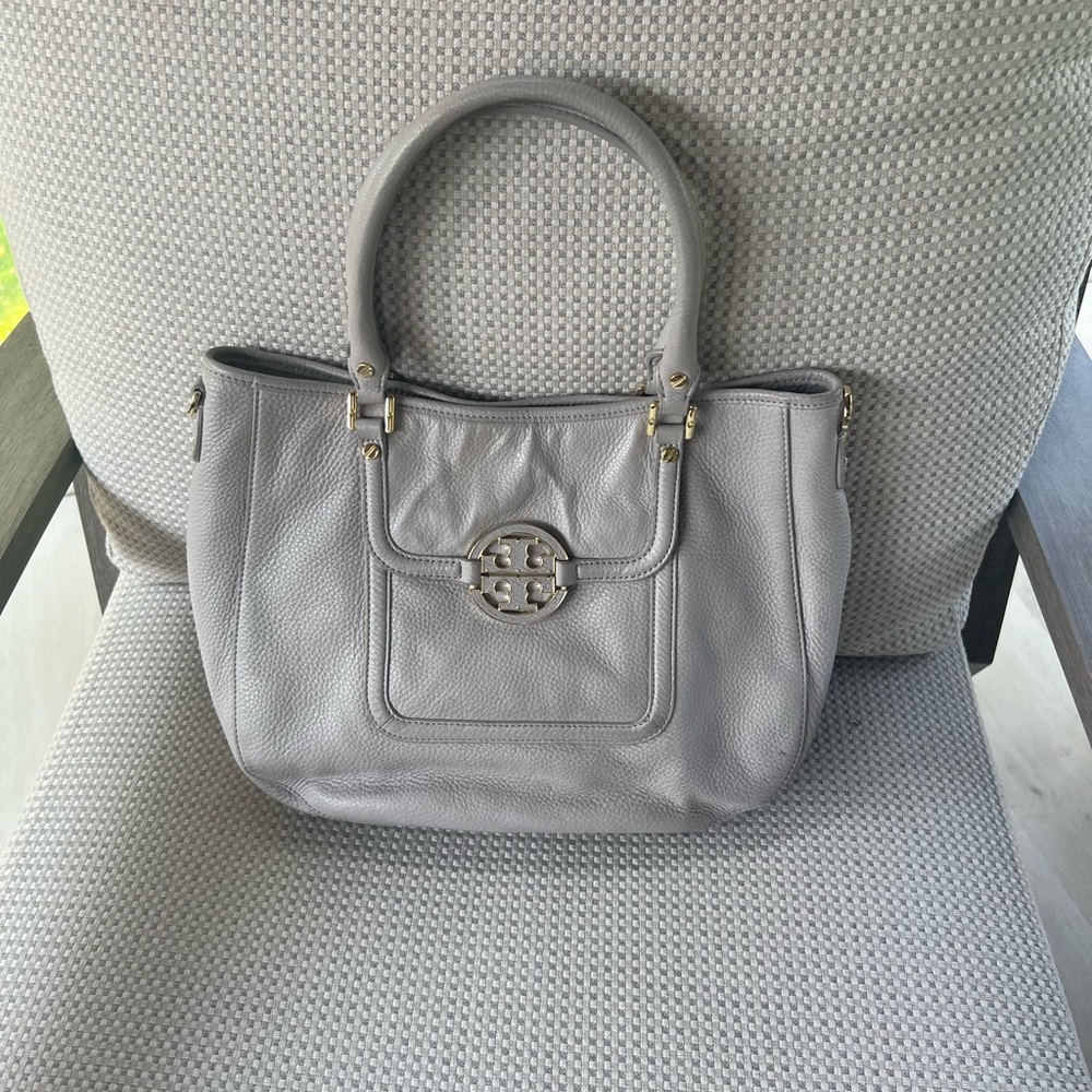 Tory Burch leather grey tote